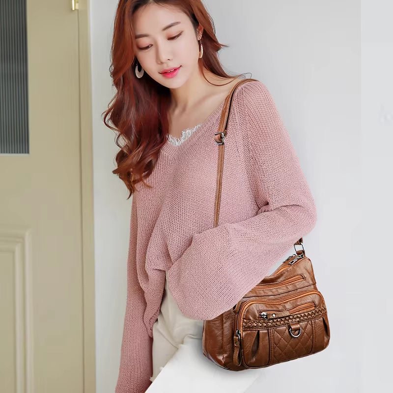 Stylish Crossbody Bag with Adjustable Straps & Woven Design - Women's Commuter Purse - TechNova