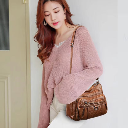 Stylish Crossbody Bag with Adjustable Straps & Woven Design - Women's Commuter Purse - TechNova