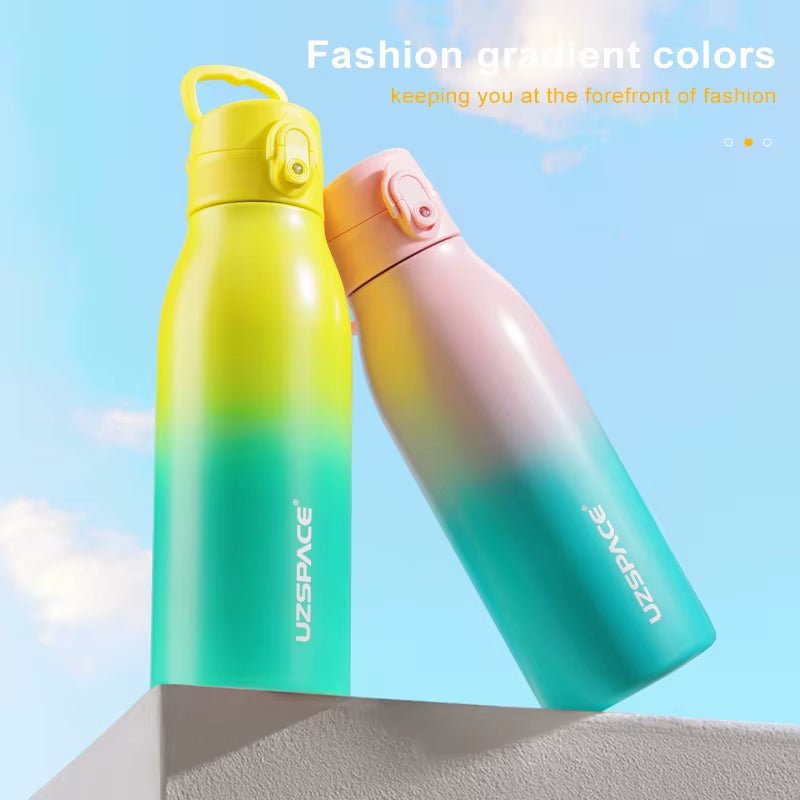 Gradient Color Portable Sport Bottle - Stainless Steel Water Bottle - Girls' Flask 600/1000Ml - TechNova