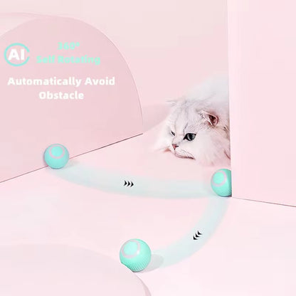 Electric Cat Ball Toys Automatic Rolling Smart Cat Toys Interactive for Cats Training Self - Moving Kitten Toys for Indoor Playing - TechNova