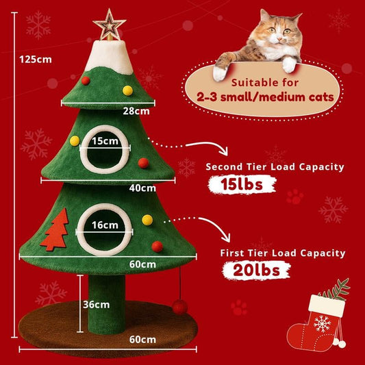 Comhoma 50" Cat Tree: Indoor Tower & Christmas Party Decoration with Condos & Beds - TechNova