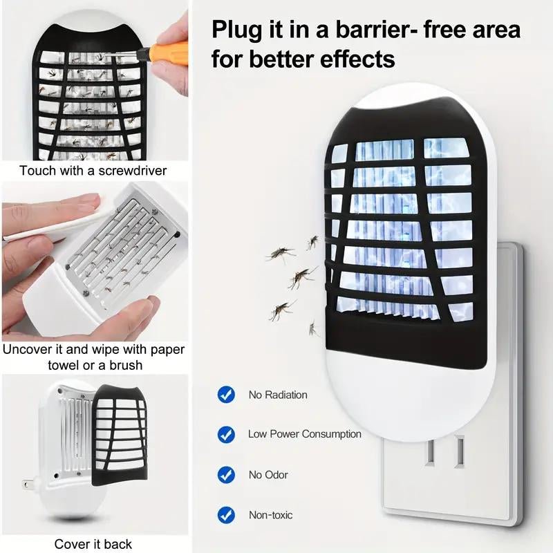 Bug Zapper Indoor Electric Mosquito Killer Lamp with UV LED Light Fly Insects Trap for Home Entryway Balcony Patio Compact Chemical Free Plug Powered US Plug - TechNova
