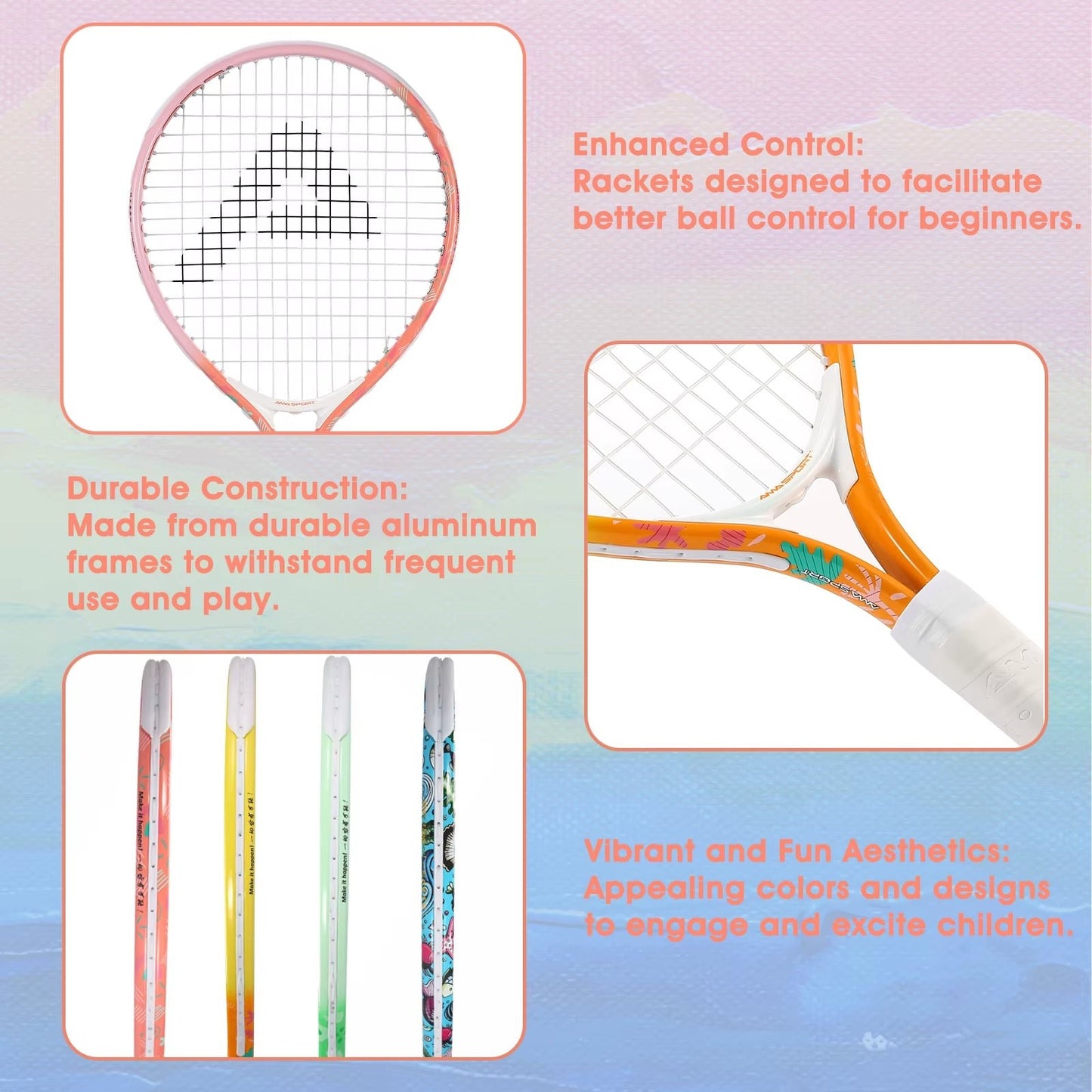 Tennis Rackets for Kids Aluminum Alloy 17'' with Cover Bag for Beginner Junior Children Tennis Racquet - TechNova