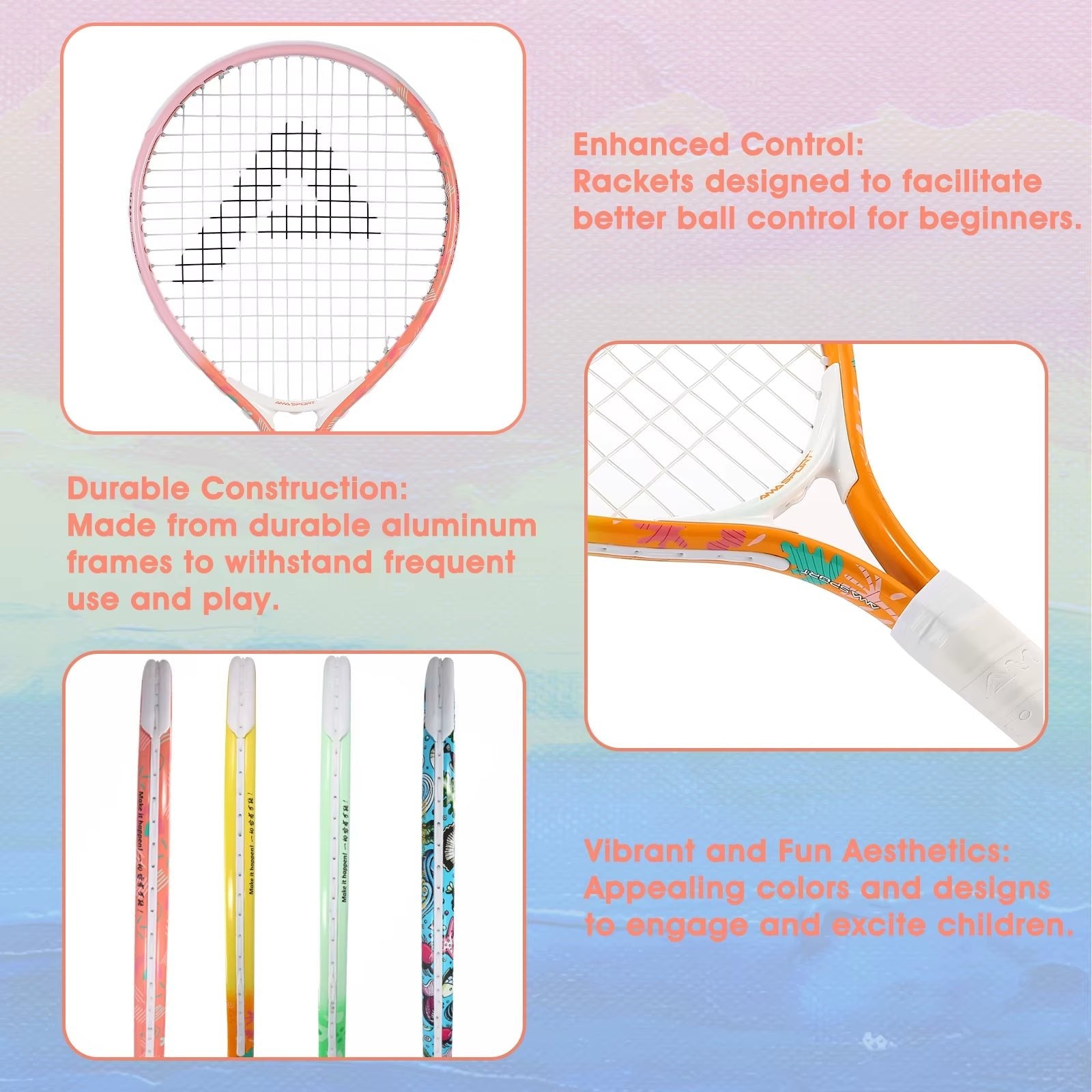Tennis Rackets for Kids Aluminum Alloy 17'' with Cover Bag for Beginner Junior Children Tennis Racquet - TechNova