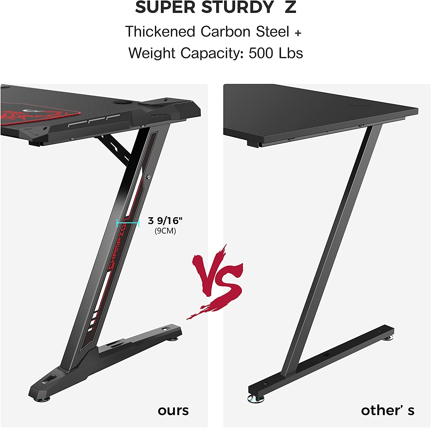 Elevate Your Gaming Experience with the Z1 - S Pro Gaming Desk - 44.5" Z Shaped Home Office PC Computer Desk Featuring LED Lights, Controller Stand, Cup Holder, Headphone Hook, and Free Mousepad - Perfect Gift for Gamers! - TechNova