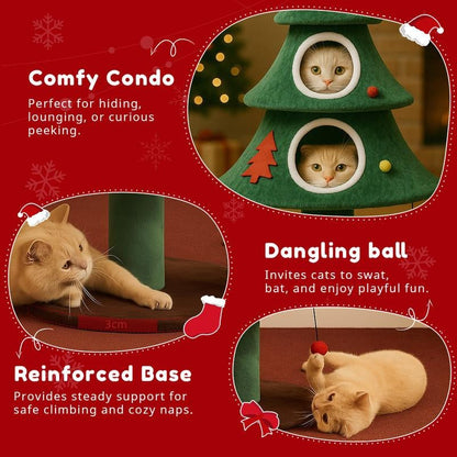 Comhoma 50" Cat Tree: Indoor Tower & Christmas Party Decoration with Condos & Beds - TechNova