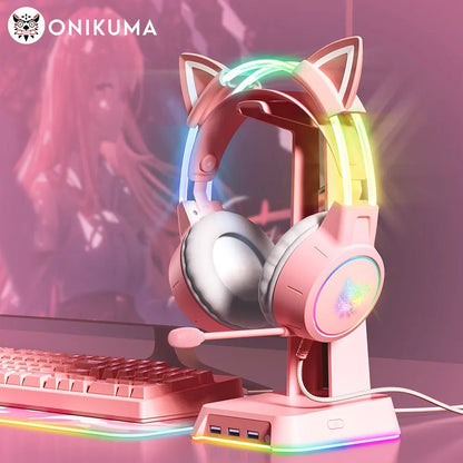 X15 Pro Wired Headphones with RGB Head Beam Flexible Mic Button Control Gaming Headset Gamer for Compute PC - TechNova