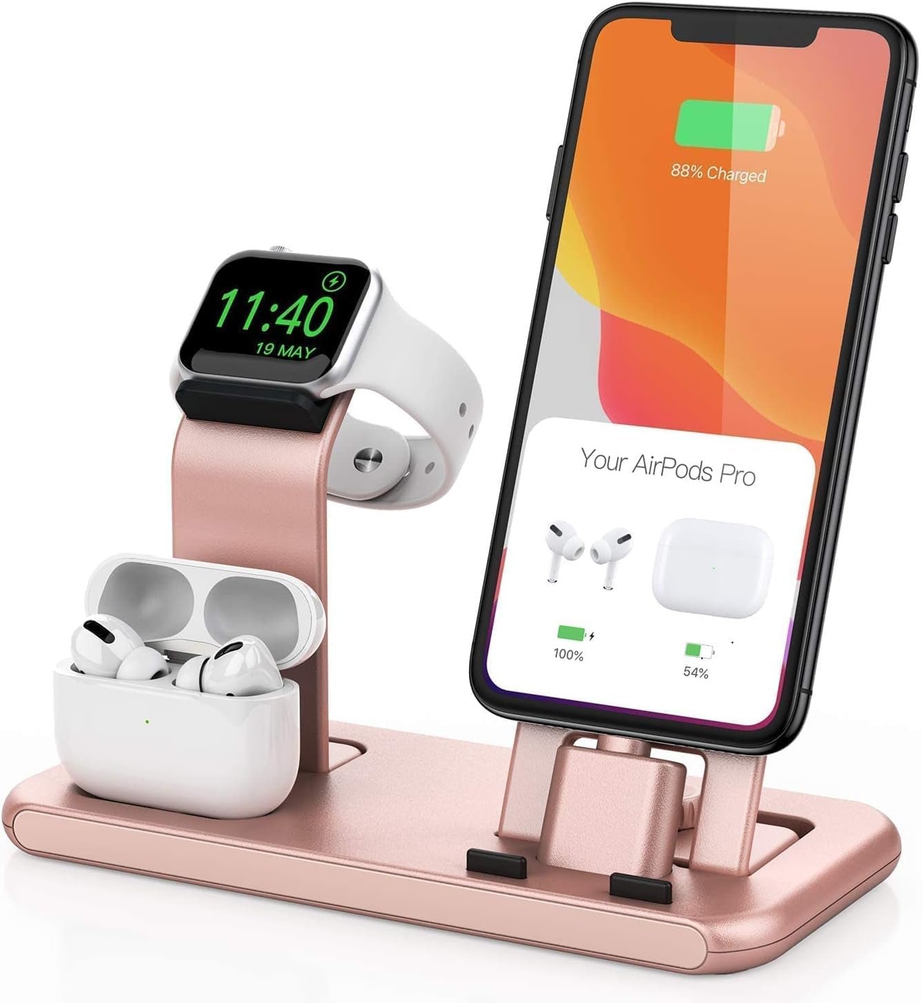 3 in 1 Charging Station for Apple Products, Stand for Apple Watch 7/SE/6/5/4/3/2/1, for Airpods Pro/3/2/1 Charging Dock, Charger Station for Iphone 13/12 Mini/12 Pro Max/11Pro Max/Xs Max/8Plus - TechNova
