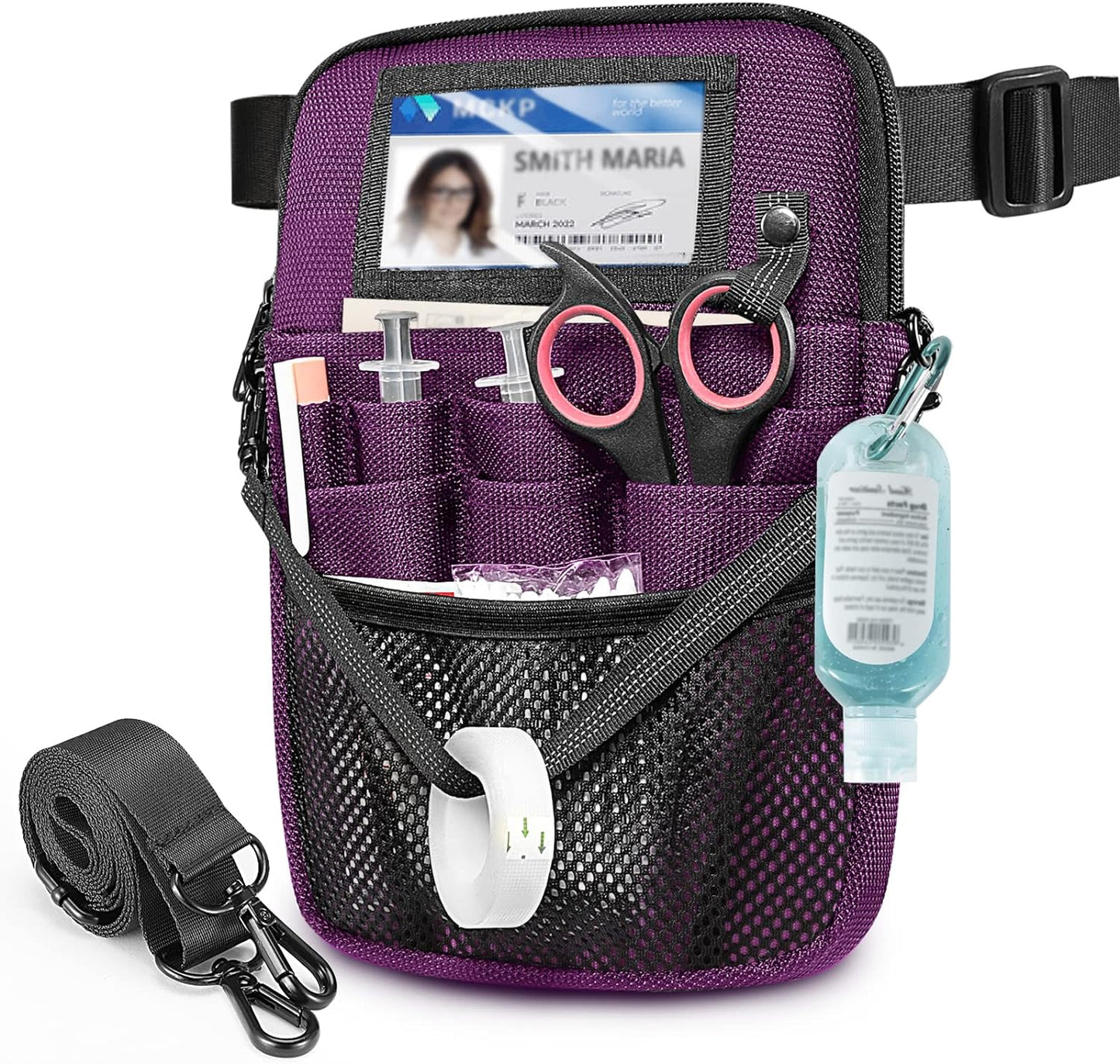 Nurse Fanny Pack with Tape Holder, Multi Compartment Medical Gear Pocket Belt Bag Nursing Organizer Pouch | Utility Waist Pack for Stethoscopes, Bandage Scissors Other Medical Supplies, Purple - TechNova