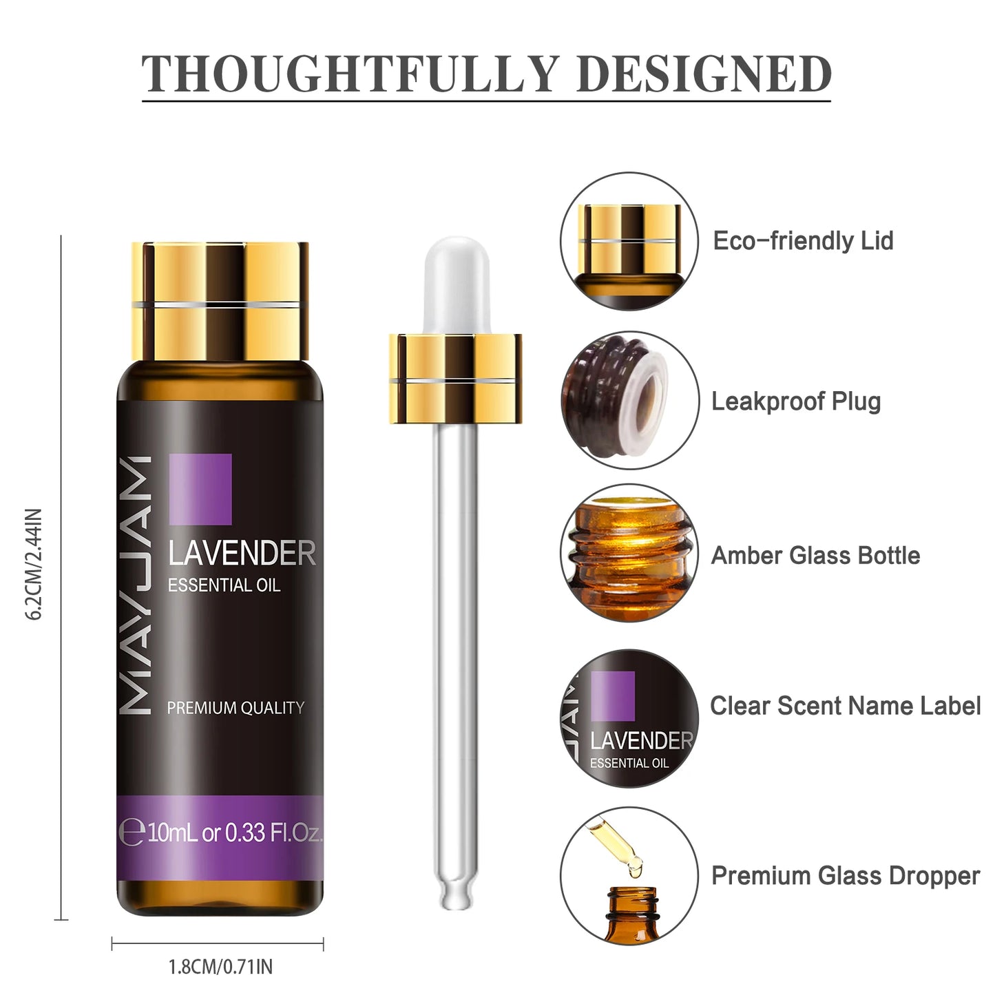 10Ml Pure Plant Essential Oil for Humidifier Diffusers Mint Lavender Tea Tree Rose Vanilla Sandalwood Jasmine Pure Nature Oil - TechNova