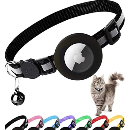 ATUBAN Airtag Cat Collar Breakaway, Reflective Kitten Collar with Apple Air Tag Holder and Bell for Girl Boy Cats, 0.4 Inches - TechNova