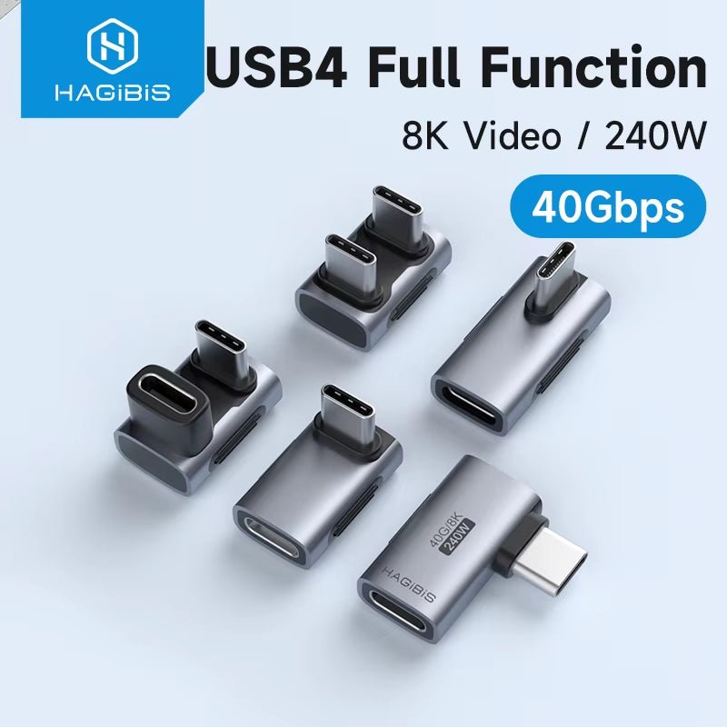 240W USB C to C Adapter 40Gbps 8K 60Hz 90 Degree Converter USB4 Adapter for Thunderbolt 4/3 Macbook Iphone 17 Pro Tablet - TechNova