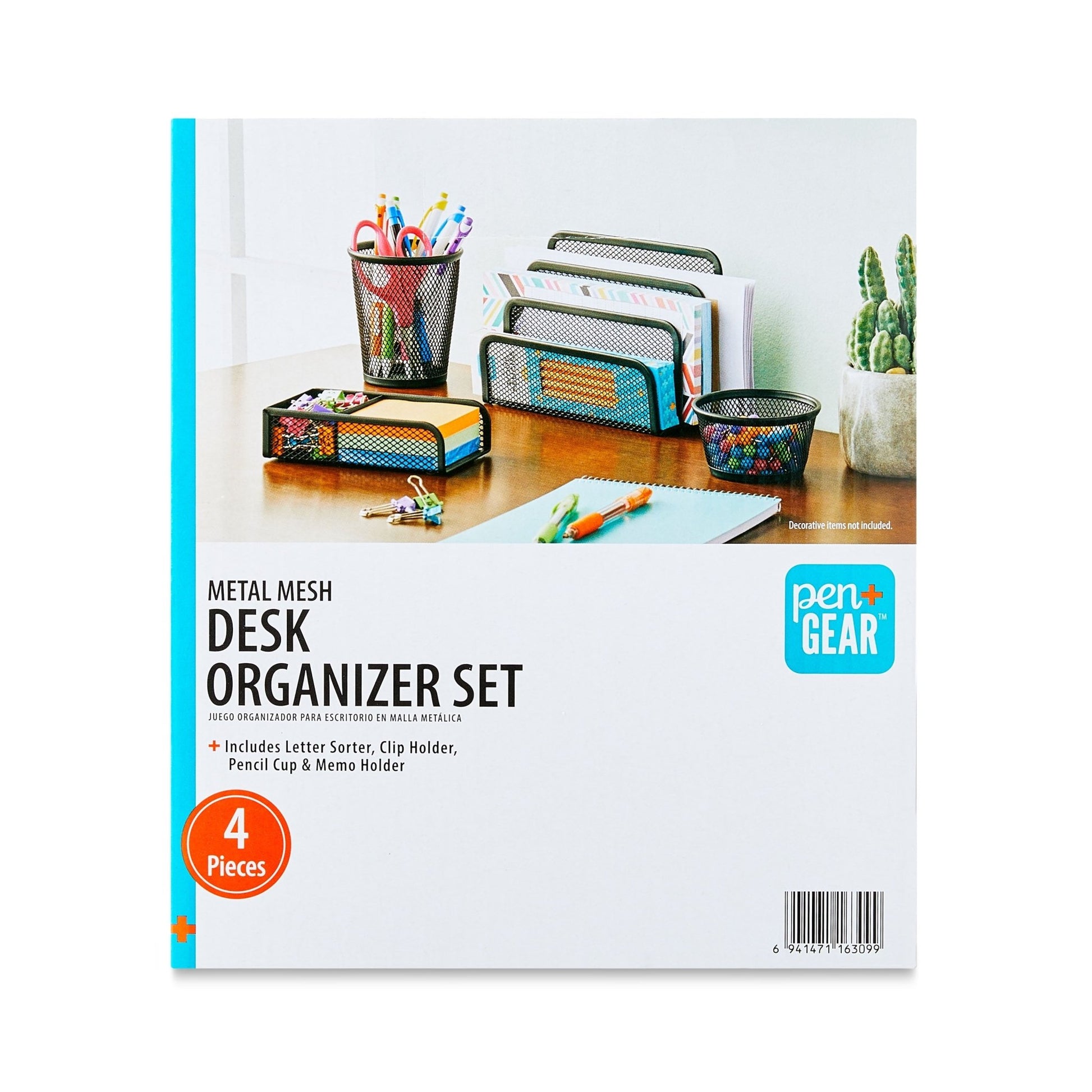 Metal Desk Organizer Set, Black, 4 Pieces - TechNova