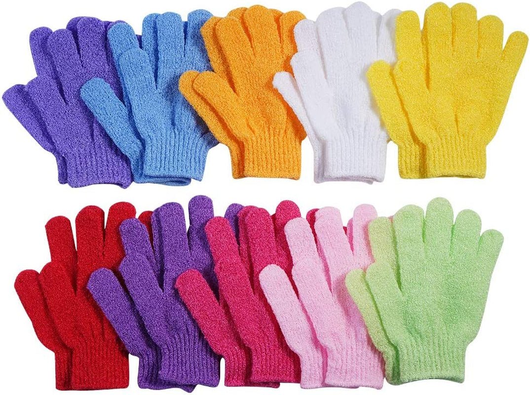 10 Pairs Exfoliating Gloves,Made of 100% Nylon,10 Colors Double Sided Exfoliating Gloves for Beauty Spa Massage Skin Shower Body Scrubber Bathing Accessories. - TechNova