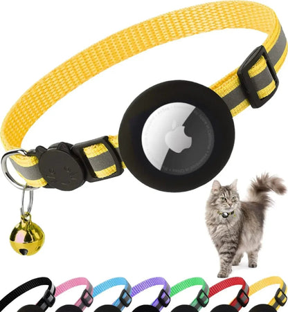 ATUBAN Airtag Cat Collar Breakaway, Reflective Kitten Collar with Apple Air Tag Holder and Bell for Girl Boy Cats, 0.4 Inches - TechNova