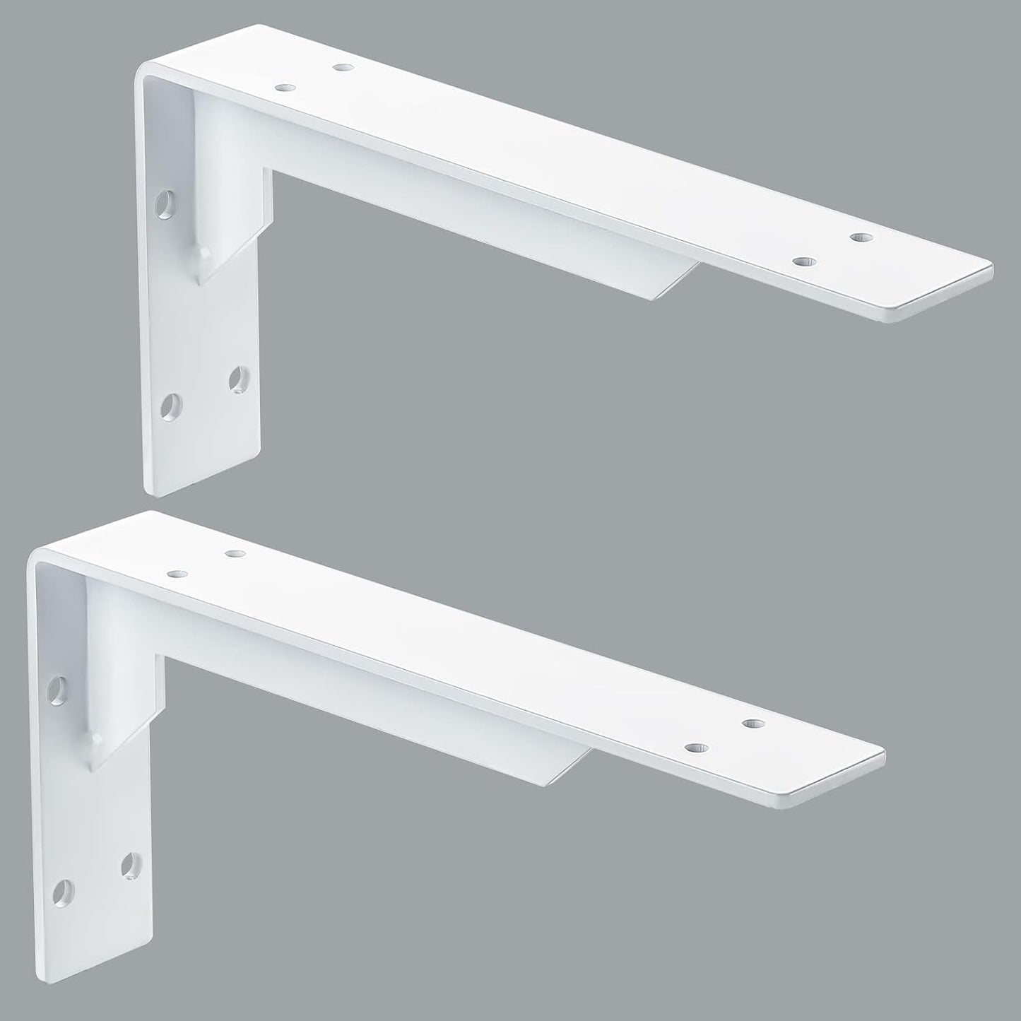 Heavy Duty 10x6 White Iron Countertop Support Brackets - Industrial Wall Mount Shelf Brackets - TechNova