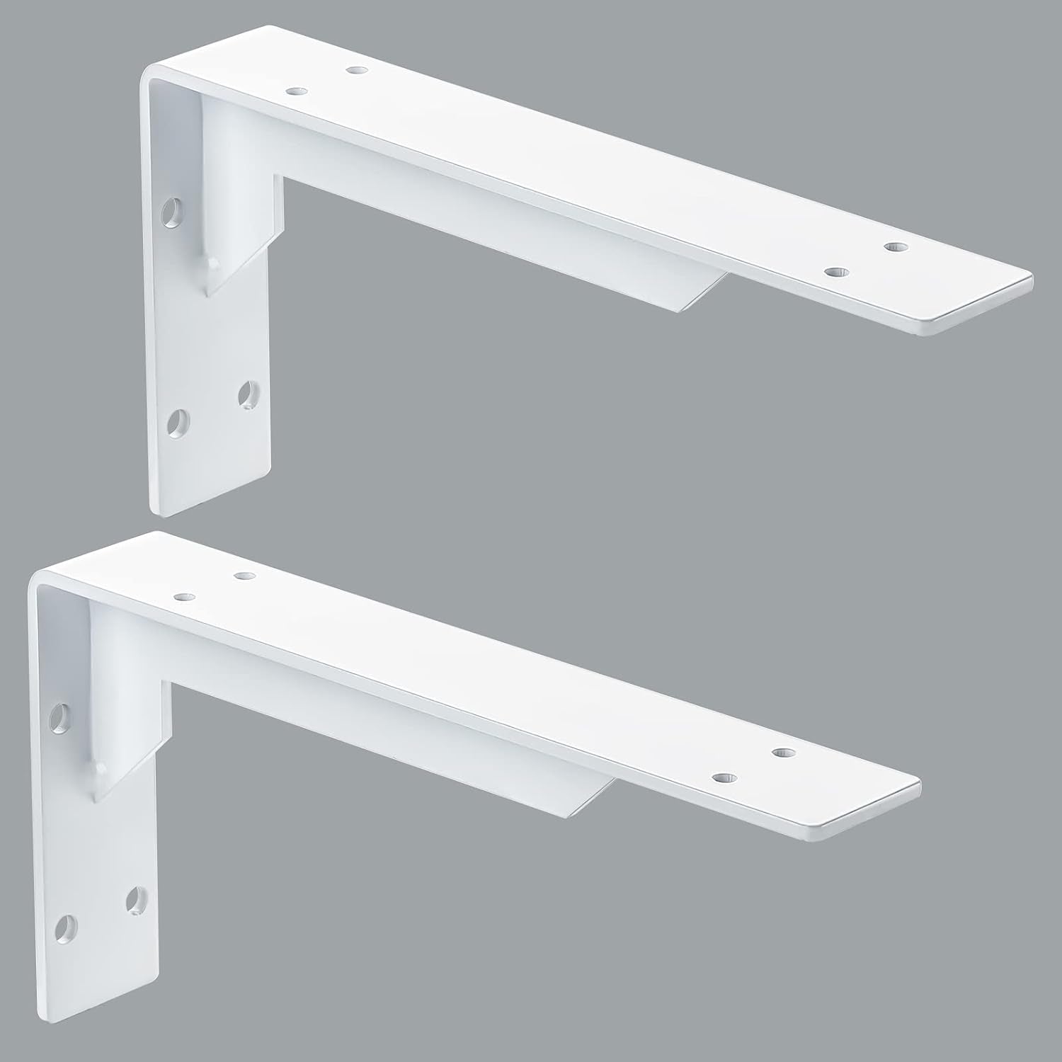 Heavy Duty 10x6 White Iron Countertop Support Brackets - Industrial Wall Mount Shelf Brackets - TechNova