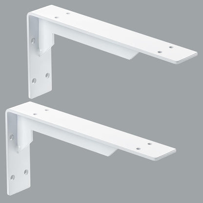 Heavy Duty 10x6 White Iron Countertop Support Brackets - Industrial Wall Mount Shelf Brackets - TechNova