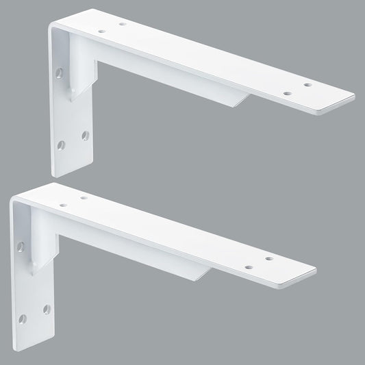 Heavy Duty 10x6 White Iron Countertop Support Brackets - Industrial Wall Mount Shelf Brackets - TechNova