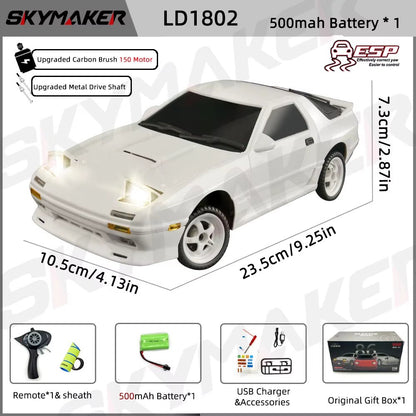 AE86 Model LD1801 RX-7 FC LD1802 1:18 RC Drift Car 1/18 2.4G Remote Control ESP Gyroscope LED Mini RC Racing Car  - TechNova
