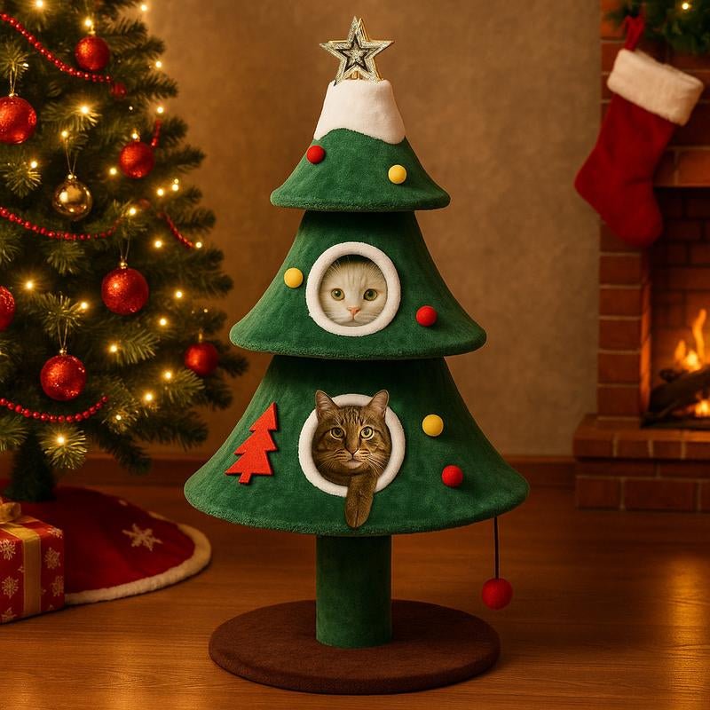 Comhoma 50" Cat Tree: Indoor Tower & Christmas Party Decoration with Condos & Beds - TechNova