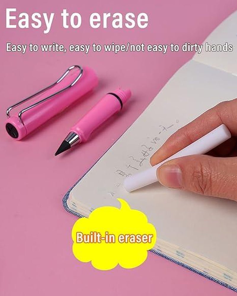 6 Pcs Everlasting Pencil, Infinity Magic Forever Pencils with Eraser, Reusable Cute Inkless Eternal Pencil for Kids Writing, Sketching, Drawing - TechNova